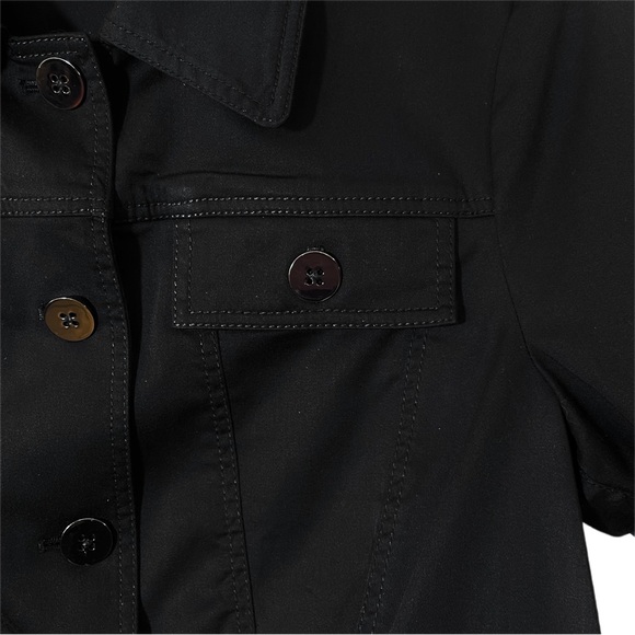 Worth Black Ruffle Hem Button Up Pocket Short Utility Jacket Blazer Women Small - Picture 10 of 15